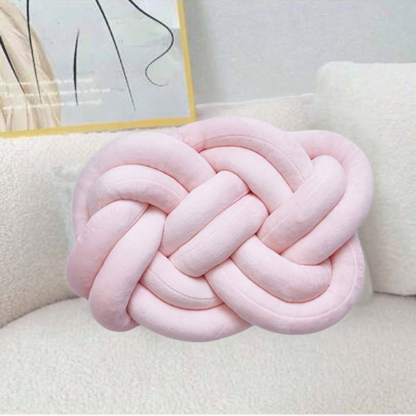 Pink Knot Throw Pillow – Plush Decorative Cushion for Sofa, Bed, Nursery or Kids Room (17.7 x 13.7 inches)