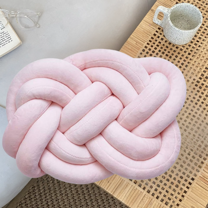 Pink Knot Throw Pillow – Plush Decorative Cushion for Sofa, Bed, Nursery or Kids Room (17.7 x 13.7 inches)