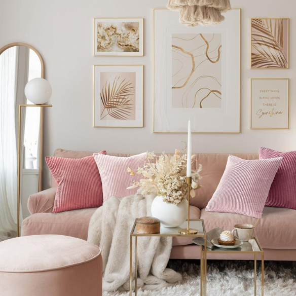 Set of 4 pink striped corduroy pillow covers – 18x18 decorative cushion covers in blush, rose, and dusty pink gradient with hidden zippers for feminine, boho, or modern decor.