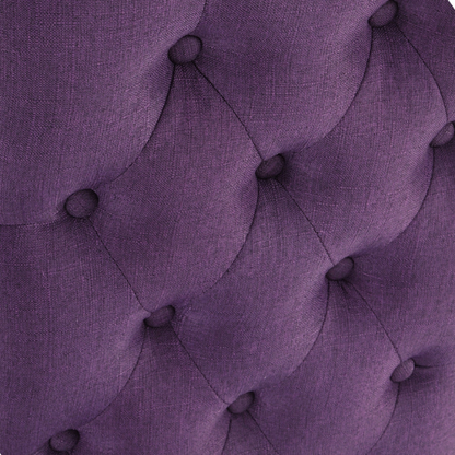 Set of 2 purple tufted high-back dining chairs with espresso-finished solid wood legs and soft polyester upholstery—ideal for adding color and elegance to dining spaces.

