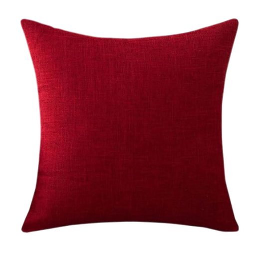 Red Cotton Linen Throw Pillow Cover – Square Decorative Cushion Case with Hidden Zipper for Sofa, Bed, or Living Room (Available in 4 Sizes)