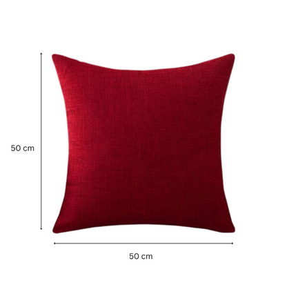 Red Cotton Linen Throw Pillow Cover – Square Decorative Cushion Case with Hidden Zipper for Sofa, Bed, or Living Room (Available in 4 Sizes)