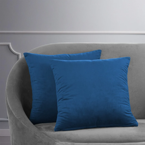 Set of 2 luxury royal blue pillow covers with zipper closure for modern home decor, perfect for living rooms, bedrooms, and sofas.