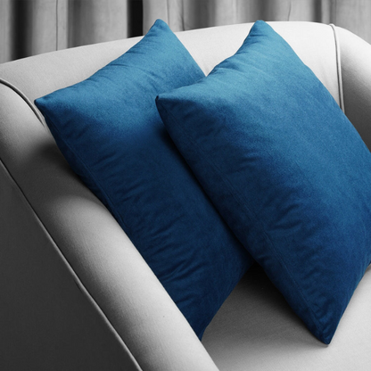 Set of 2 luxury royal blue pillow covers with zipper closure for modern home decor, perfect for living rooms, bedrooms, and sofas.