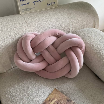 Soft Pink Knot Throw Pillow – Plush Decorative Cushion for Sofa, Bed, Nursery or Kids Room (17.7 x 13.7 inches)