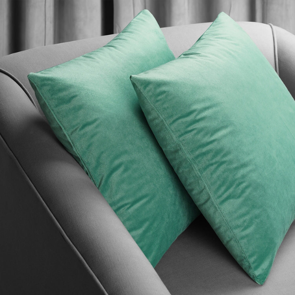Set of 2 luxury teal pillow covers with zipper closure for modern home decor, perfect for living rooms, bedrooms, and sofas.