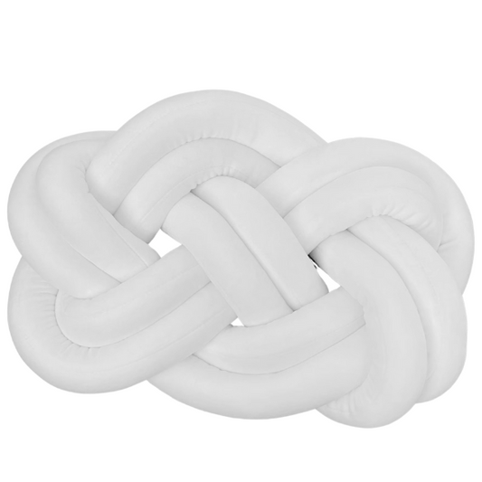 White Knot Throw Pillow – Plush Decorative Cushion for Sofa, Bed, Nursery or Kids Room (17.7 x 13.7 inches)