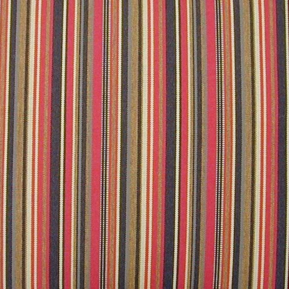 Striped accent pillow in red, brown, and gold – reversible, weather-resistant, and overstuffed with polyester fill for both indoor and outdoor use.

