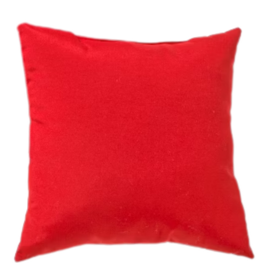Set of 2 red square throw pillows with corded edges and hidden zipper closure, made of soft cotton-blend twill fabric, perfect for modern and transitional home décor.