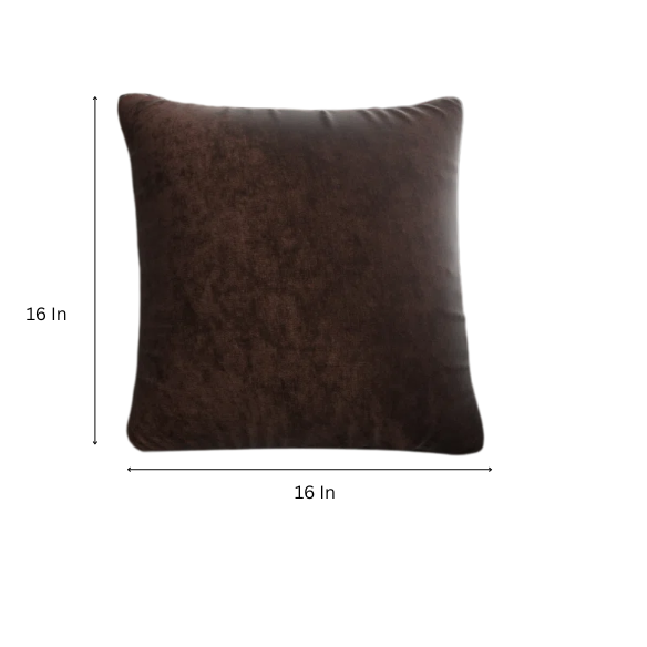 Rust crushed velvet throw pillow, 16x16 square design with soft texture and reversible fabric, styled on a modern sofa for cozy and elegant home decor.

