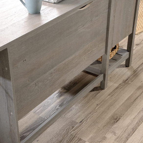 Rustic Grey Oak L-Shaped Executive Desk with Storage and Cable Management