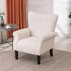 Modern Accent Chair for Living Room – High Back Upholstered Wingback Armchair with Wooden Legs, Padded for Ultimate Comfort