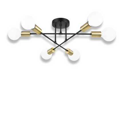 Modern Vintage 6-Head Pendant Ceiling Lamp with E27 Bases – Available in Black, White, or Gold for Living Rooms