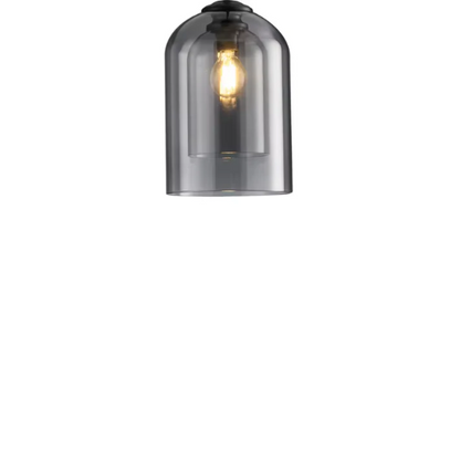 Smoke Gray Industrial Ceiling Light – Modern Glass and Metal Pendant Fixture
