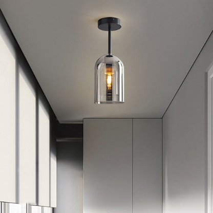 Smoke Gray Nordic Ceiling Light – Modern Industrial Glass and Metal Fixture