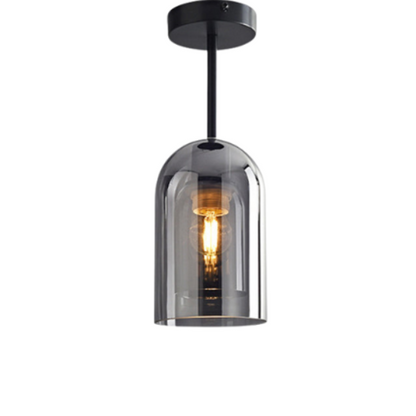 Smoke Gray Nordic Ceiling Light – Modern Industrial Glass and Metal Fixture