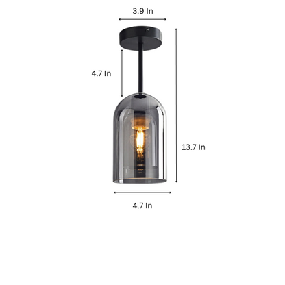 Smoke Gray Nordic Ceiling Light – Modern Industrial Glass and Metal Fixture