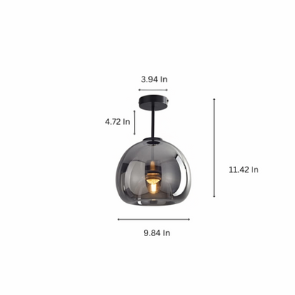 Smoky Grey Brass Glass Ceiling Light Fixture – Mid-Century Modern Design for Home and Office