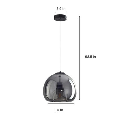 Smoky Grey Glass Ball Pendant Light with Adjustable Height for Modern Interiors
