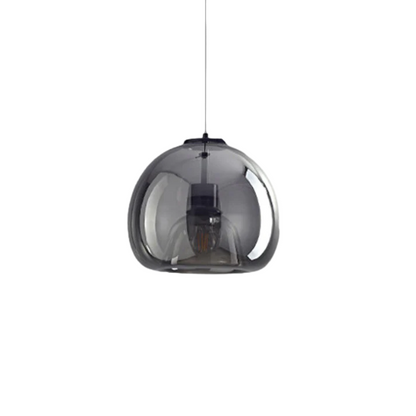 Smoky Grey Glass Ball Pendant Light with Adjustable Height for Modern Interiors