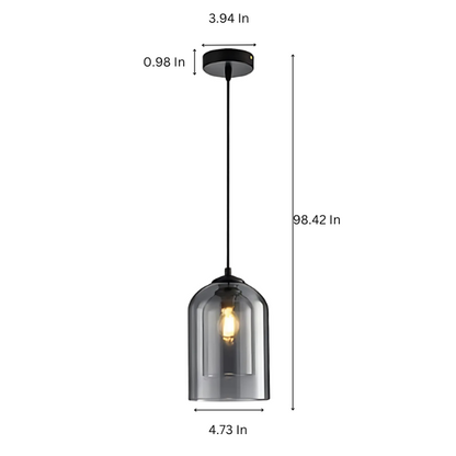 Smoky Grey Pendant Light with Adjustable Height and Glass Shade for Modern Home Decor