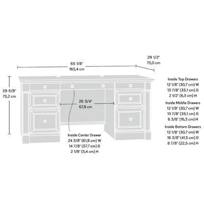 Split Oak Executive Desk with Storage and Keyboard Tray
