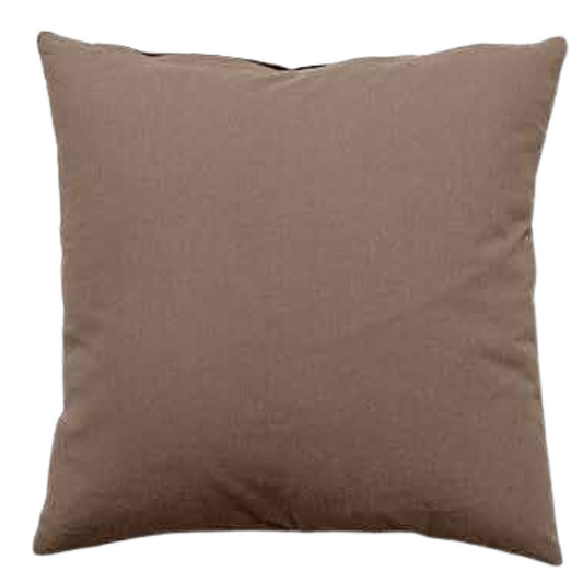 Set of 2 taupe square throw pillows with corded edges and hidden zipper closure, made of soft cotton-blend twill fabric, perfect for modern and transitional home décor.