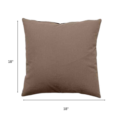 Set of 2 taupe square throw pillows with corded edges and hidden zipper closure, made of soft cotton-blend twill fabric, perfect for modern and transitional home décor.