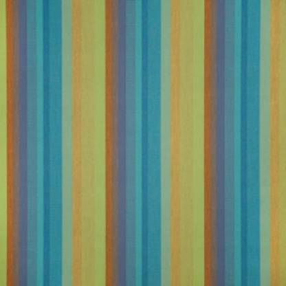 Striped accent pillow in teal, lime green, blue, and orange – reversible, weather-resistant, and overstuffed for indoor and outdoor comfort on patios, porches, or couches.

