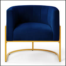 Navy velvet accent chair with a sleek gold arc base, offering stylish comfort and versatility for any space. The chair features a plush velvet seat, sturdy iron frame, and modern arc-shaped design, perfect for living rooms, bedrooms, offices, and more.