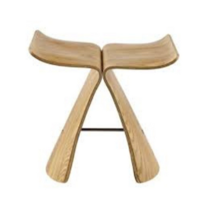 Walnut butterfly design bar stool with eco-friendly wood and metal frame, perfect for modern spaces.