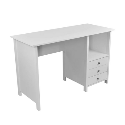 White Modern Computer Desk with 3 Drawers for Office, Gaming & Study
